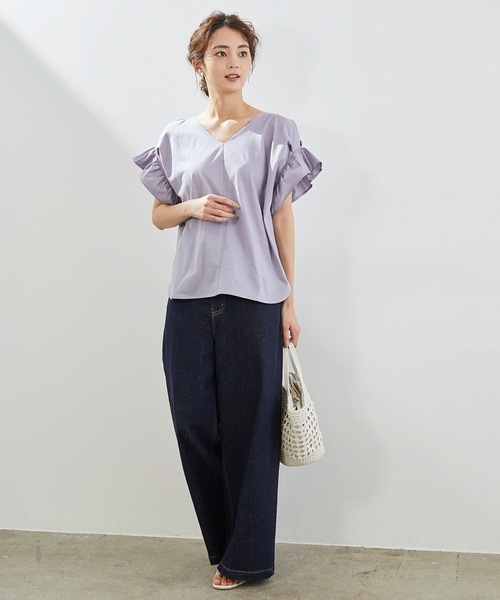 ROPE' PICNIC（ロペピクニック）の「【2WAY】フリルカットソー（Tシャツ/カットソー・レディース・ホワイト/チャコールグレー/ラベンダー/グリーン系その他/ピンク系その他2・38）」の7枚目の写真