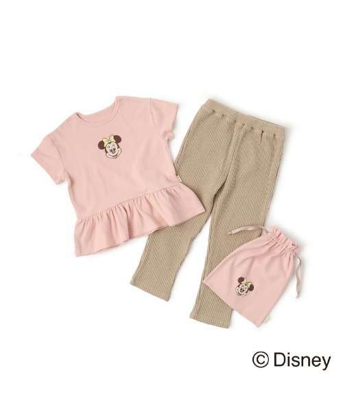 AJUGA.（アジュガ）の「KIDS Set up 巾着付　MINNIE Baby Pink×Beige【AJUGA.ディズニーコレクション】（Tシャツ/カットソー・キッズ・ピンク・90cm/110cm/100cm/120cm）」の2枚目の写真