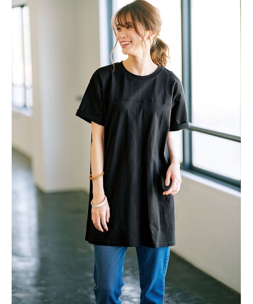 GeeRA(ジーラ)の「綿100%ビッグシルエットTシャツ(Tシャツ/カットソー・レディース・オフホワイト/パープル/モカ/ブラック/ブルー・X-LARGE/MEDIUM/XX-LARGE/SMALL/LARGE)」の13枚目の写真