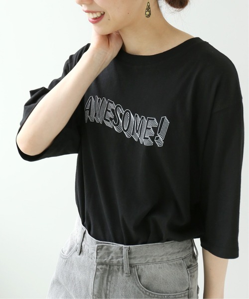 Simplicite（サンプリシテ）の「AWESOME ロゴTEE◆（Tシャツ/カットソー・レディース・ホワイト/ブラック・FREE）」の2枚目の写真