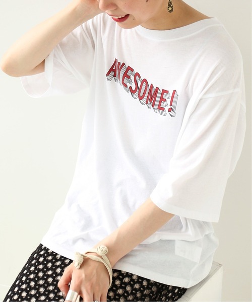 Simplicite（サンプリシテ）の「AWESOME ロゴTEE◆（Tシャツ/カットソー・レディース・ホワイト/ブラック・FREE）」の9枚目の写真