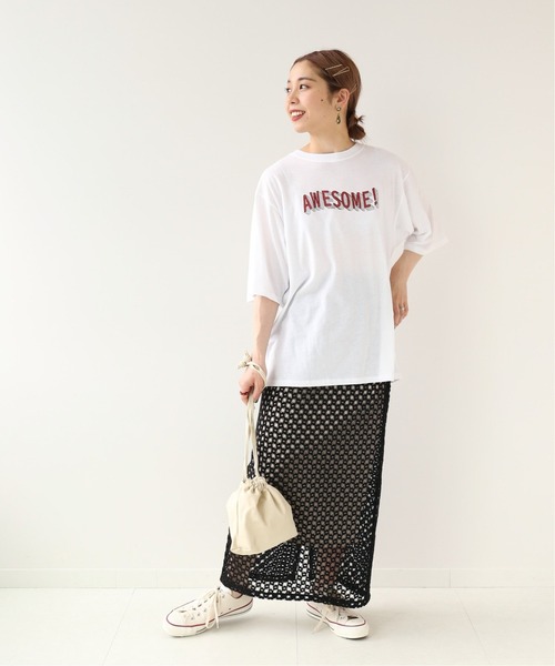 Simplicite（サンプリシテ）の「AWESOME ロゴTEE◆（Tシャツ/カットソー・レディース・ホワイト/ブラック・FREE）」の10枚目の写真