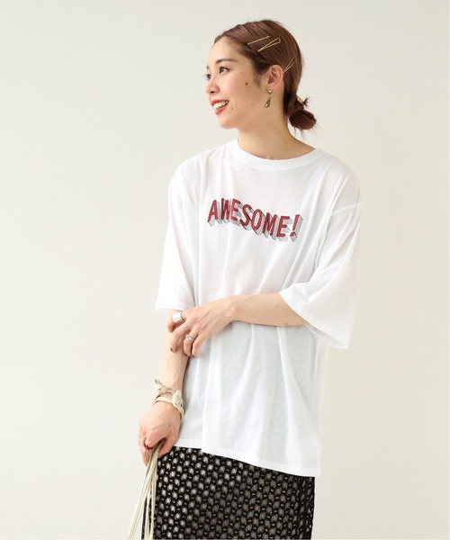 Simplicite（サンプリシテ）の「AWESOME ロゴTEE◆（Tシャツ/カットソー・レディース・ホワイト/ブラック・FREE）」の11枚目の写真