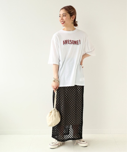 Simplicite（サンプリシテ）の「AWESOME ロゴTEE◆（Tシャツ/カットソー・レディース・ホワイト/ブラック・FREE）」の14枚目の写真