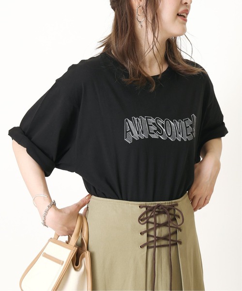 Simplicite（サンプリシテ）の「AWESOME ロゴTEE◆（Tシャツ/カットソー・レディース・ホワイト/ブラック・FREE）」の15枚目の写真