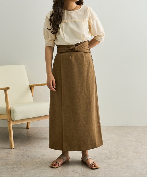 Ambre Neige(アンブルネージュ)の「2WAYワンショルダースカート/【WEB/EC限定商品】(スカート・レディース・ダークブラウン/オレンジ/ライトベージュ・FREE)」の4枚目の写真