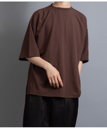 ストレッチ カットジョーゼット ワイドモックネック ルーズシルエット Tシャツ