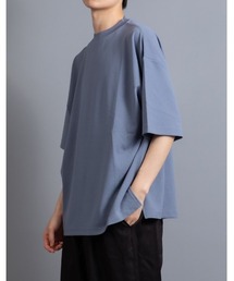 ストレッチ カットジョーゼット ワイドモックネック ルーズシルエット Tシャツ