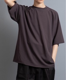 ストレッチ カットジョーゼット ワイドモックネック ルーズシルエット Tシャツ