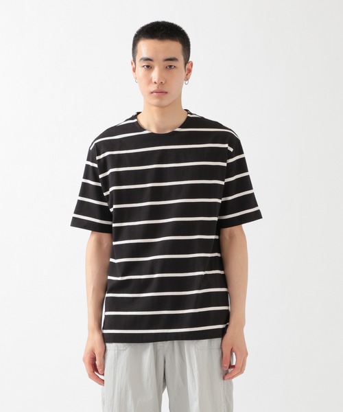 ALAND（エーランド）の「FILLUMINATE／B-Stripe Round TEE 2956938（Tシャツ/カットソー・メンズ・ブラック/アイボリー・LARGE/X-LARGE）」の5枚目の写真