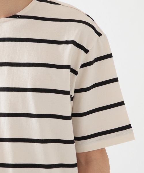 ALAND（エーランド）の「FILLUMINATE／B-Stripe Round TEE 2956938（Tシャツ/カットソー・メンズ・ブラック/アイボリー・LARGE/X-LARGE）」の10枚目の写真