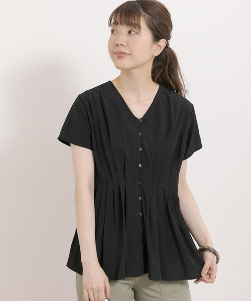 URBAN RESEARCH Sonny Label(アーバンリサーチサニーレーベル)の「Vネックタックブラウス(シャツ/ブラウス・レディース・ミント/ブラック/イエロー・FREE)」の2枚目の写真