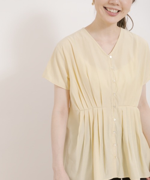 URBAN RESEARCH Sonny Label(アーバンリサーチサニーレーベル)の「Vネックタックブラウス(シャツ/ブラウス・レディース・ミント/ブラック/イエロー・FREE)」の9枚目の写真