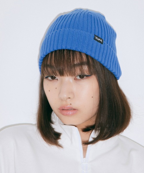 X-girl（エックスガール）の「COOL MAX KNIT CAP（ニットキャップ/ビーニー・レディース・ブラック/ブルー/ベージュ/ピンク・ONE SIZE）」の4枚目の写真