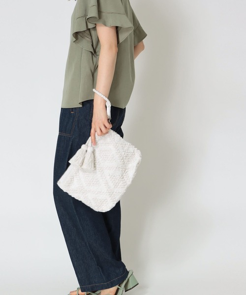 Jines（ジネス）の「ジャガードZIPクラッチBAG（クラッチバッグ・レディース・ホワイト・FREE）」の3枚目の写真