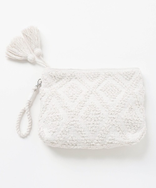 Jines（ジネス）の「ジャガードZIPクラッチBAG（クラッチバッグ・レディース・ホワイト・FREE）」の2枚目の写真