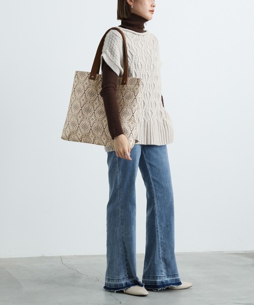 select MOCA（セレクトモカ）の「2021 AW ジャガードトートバッグ（トートバッグ・レディース・ダークブラウン/ベージュ・FREE）」の4枚目の写真