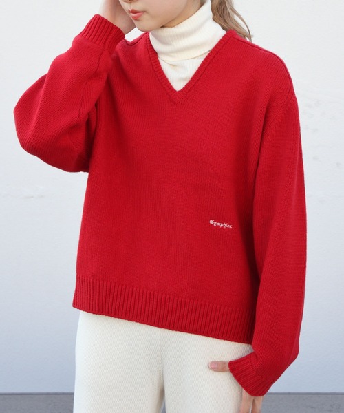 GYMPHLEX(ジムフレックス)の「GYMPHLEX/ジムフレックス Vネックサドルショルダープルオーバー V-NECK SADDLE SHOULDER PULLOVER #GY-D0001ARY(ニット/セーター・レディース・ネイビー/グレー/レッド・14)」の3枚目の写真