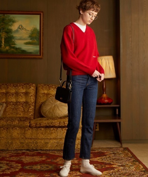 GYMPHLEX(ジムフレックス)の「GYMPHLEX/ジムフレックス Vネックサドルショルダープルオーバー V-NECK SADDLE SHOULDER PULLOVER #GY-D0001ARY(ニット/セーター・レディース・ネイビー/グレー/レッド・14)」の20枚目の写真