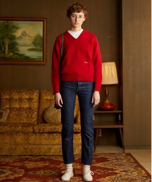 GYMPHLEX(ジムフレックス)の「GYMPHLEX/ジムフレックス Vネックサドルショルダープルオーバー V-NECK SADDLE SHOULDER PULLOVER #GY-D0001ARY(ニット/セーター・レディース・ネイビー/グレー/レッド・14)」の21枚目の写真