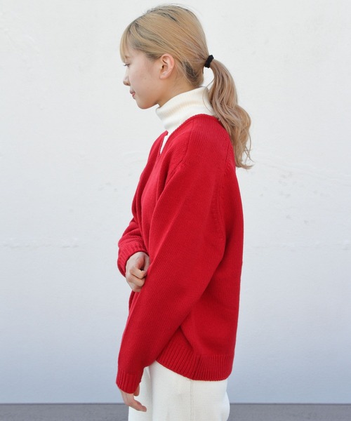 GYMPHLEX(ジムフレックス)の「GYMPHLEX/ジムフレックス Vネックサドルショルダープルオーバー V-NECK SADDLE SHOULDER PULLOVER #GY-D0001ARY(ニット/セーター・レディース・ネイビー/グレー/レッド・14)」の5枚目の写真