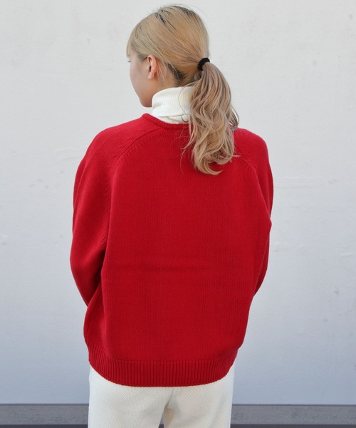 GYMPHLEX(ジムフレックス)の「GYMPHLEX/ジムフレックス Vネックサドルショルダープルオーバー V-NECK SADDLE SHOULDER PULLOVER #GY-D0001ARY(ニット/セーター・レディース・ネイビー/グレー/レッド・14)」の6枚目の写真