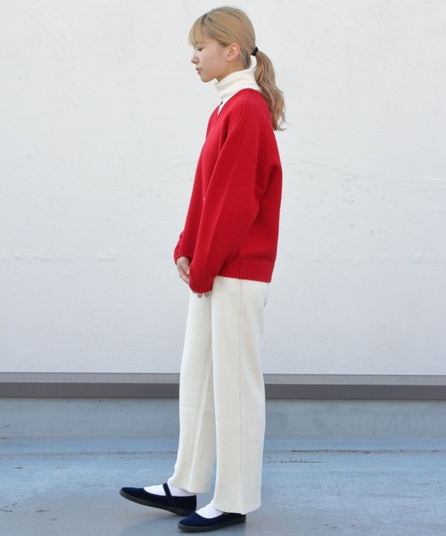 GYMPHLEX(ジムフレックス)の「GYMPHLEX/ジムフレックス Vネックサドルショルダープルオーバー V-NECK SADDLE SHOULDER PULLOVER #GY-D0001ARY(ニット/セーター・レディース・ネイビー/グレー/レッド・14)」の8枚目の写真