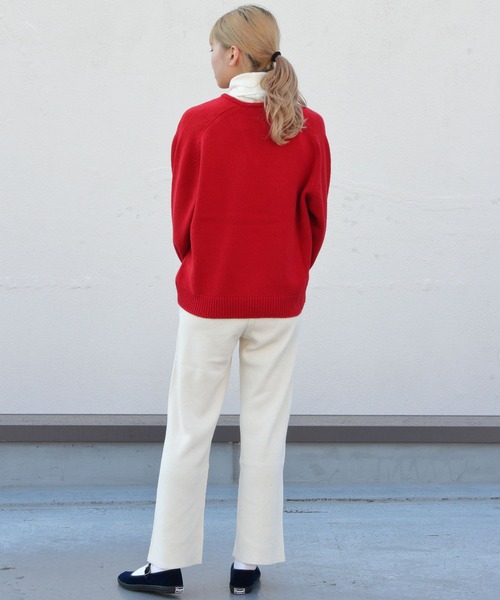 GYMPHLEX(ジムフレックス)の「GYMPHLEX/ジムフレックス Vネックサドルショルダープルオーバー V-NECK SADDLE SHOULDER PULLOVER #GY-D0001ARY(ニット/セーター・レディース・ネイビー/グレー/レッド・14)」の9枚目の写真