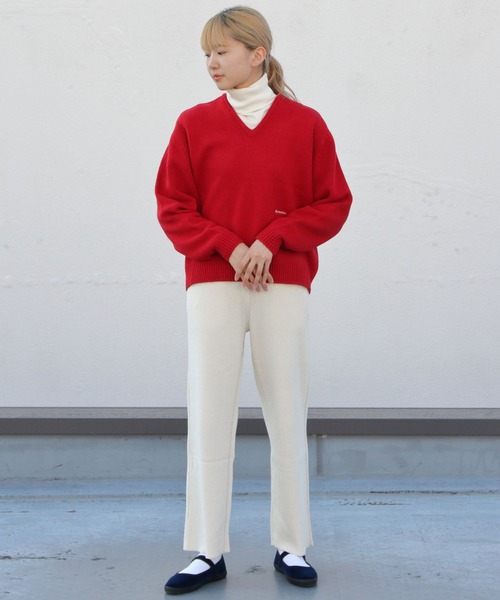 GYMPHLEX(ジムフレックス)の「GYMPHLEX/ジムフレックス Vネックサドルショルダープルオーバー V-NECK SADDLE SHOULDER PULLOVER #GY-D0001ARY(ニット/セーター・レディース・ネイビー/グレー/レッド・14)」の7枚目の写真