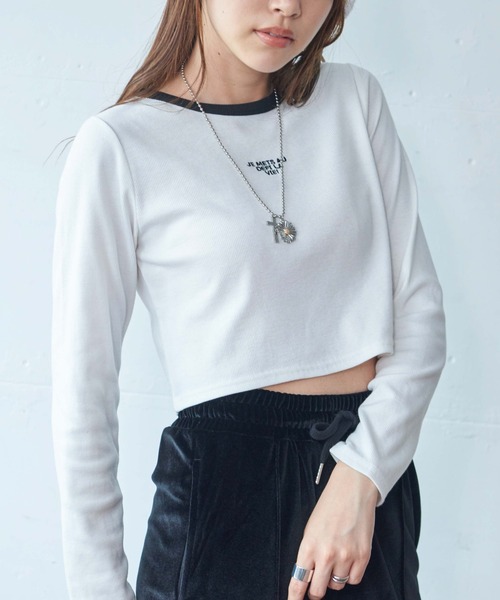 WEGO（ウィゴー）の「WEGO/ロゴ刺繍ロンT（Tシャツ/カットソー・レディース・ホワイト/ブラック/ブラック系その他5/その他1/グリーン系その他5・FREE）」の22枚目の写真