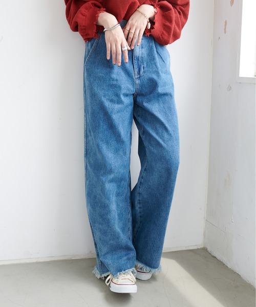 DISCOAT（ディスコート）の「圧倒的シルエットワイドパンツ（デニムパンツ・レディース・ブルー/サックスブルー・MEDIUM/LARGE）」の2枚目の写真