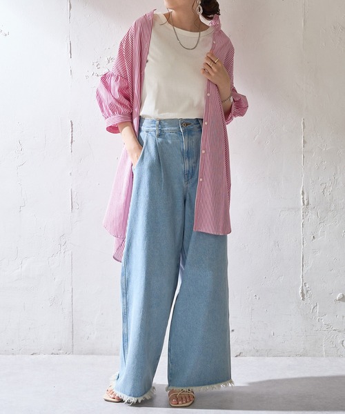 DISCOAT（ディスコート）の「圧倒的シルエットワイドパンツ（デニムパンツ・レディース・ブルー/サックスブルー・MEDIUM/LARGE）」の6枚目の写真