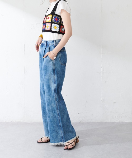 DISCOAT（ディスコート）の「圧倒的シルエットワイドパンツ（デニムパンツ・レディース・ブルー/サックスブルー・MEDIUM/LARGE）」の4枚目の写真