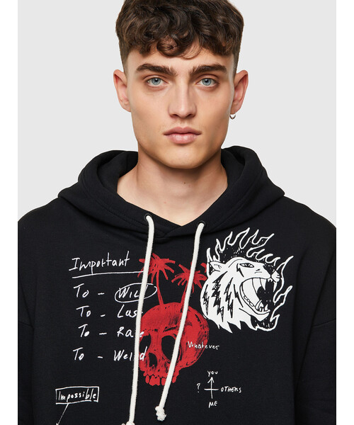 DIESEL(ディーゼル)の「メンズ パーカー カンガルーポケット BCI サステナブル(パーカー・メンズ・ホワイト/ブラック・XX-LARGE/X-SMALL/MEDIUM/X-LARGE/LARGE/SMALL)」の10枚目の写真