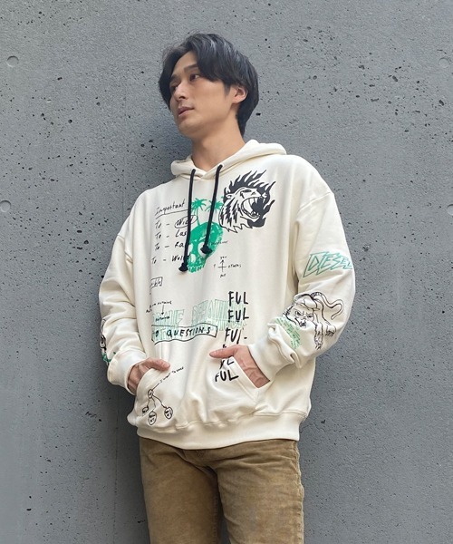 DIESEL(ディーゼル)の「メンズ パーカー カンガルーポケット BCI サステナブル(パーカー・メンズ・ホワイト/ブラック・XX-LARGE/X-SMALL/MEDIUM/X-LARGE/LARGE/SMALL)」の1枚目の写真