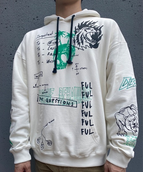 DIESEL(ディーゼル)の「メンズ パーカー カンガルーポケット BCI サステナブル(パーカー・メンズ・ホワイト/ブラック・XX-LARGE/X-SMALL/MEDIUM/X-LARGE/LARGE/SMALL)」の17枚目の写真