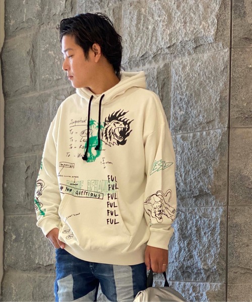 DIESEL(ディーゼル)の「メンズ パーカー カンガルーポケット BCI サステナブル(パーカー・メンズ・ホワイト/ブラック・XX-LARGE/X-SMALL/MEDIUM/X-LARGE/LARGE/SMALL)」の14枚目の写真