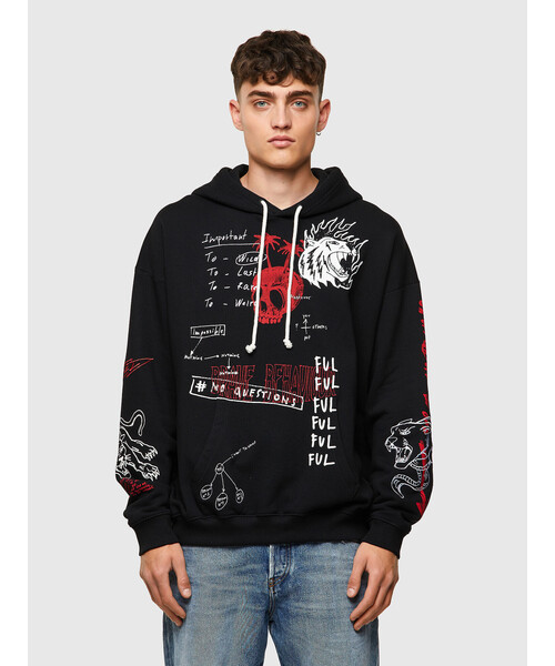 DIESEL(ディーゼル)の「メンズ パーカー カンガルーポケット BCI サステナブル(パーカー・メンズ・ホワイト/ブラック・XX-LARGE/X-SMALL/MEDIUM/X-LARGE/LARGE/SMALL)」の21枚目の写真