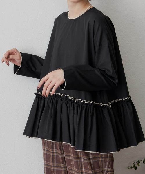 【美品】mamu フリルメロウブラウス　　ブラック　etre tokyo メローフリルボリュームブラウス（シャツ/ブラウス）｜Libra Cue