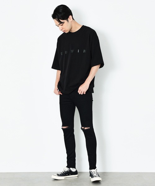 EDWIN（エドウィン）の「EDWIN BLACK ビッグフィット ロゴTシャツ 半袖 BIGFIT 1/2SLEEVE ブラック/グレー（Tシャツ/カットソー・メンズ・ライトブラック/ブラック・LARGE/X-LARGE/MEDIUM）」の20枚目の写真