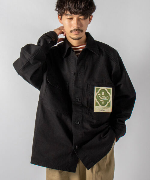 GLOSTER(グロスター)の「【GLOSTER/グロスター】ヘビーツイルシャツジャケット ミリタリービッグシャツ(シャツ/ブラウス・メンズ・ブラック/オリーブ/キナリ・MEDIUM/LARGE)」の3枚目の写真