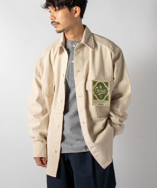 GLOSTER(グロスター)の「【GLOSTER/グロスター】ヘビーツイルシャツジャケット ミリタリービッグシャツ(シャツ/ブラウス・メンズ・ブラック/オリーブ/キナリ・MEDIUM/LARGE)」の4枚目の写真