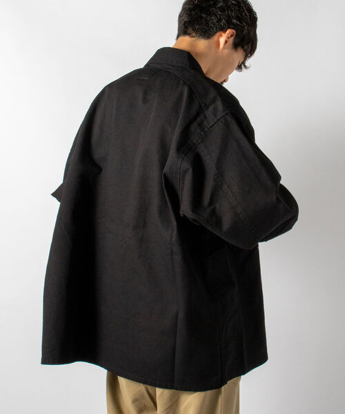 GLOSTER(グロスター)の「【GLOSTER/グロスター】ヘビーツイルシャツジャケット ミリタリービッグシャツ(シャツ/ブラウス・メンズ・ブラック/オリーブ/キナリ・MEDIUM/LARGE)」の12枚目の写真