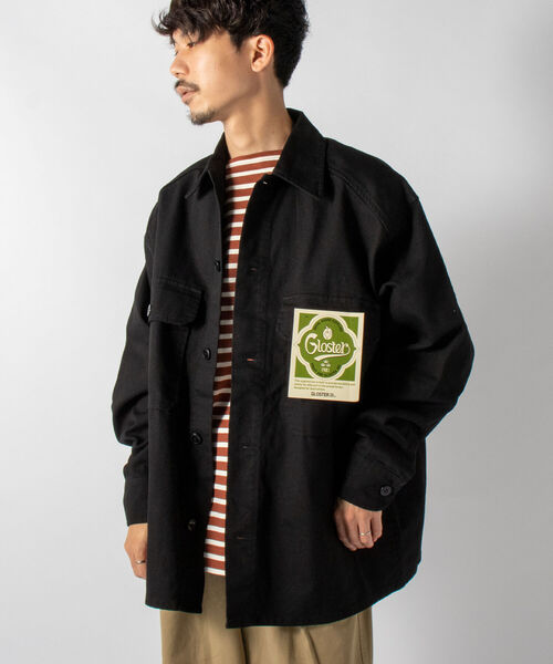 GLOSTER(グロスター)の「【GLOSTER/グロスター】ヘビーツイルシャツジャケット ミリタリービッグシャツ(シャツ/ブラウス・メンズ・ブラック/オリーブ/キナリ・MEDIUM/LARGE)」の9枚目の写真