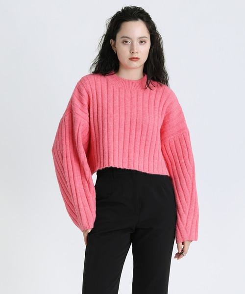 2021 AW ショート丈カーブスリーブリブニット（ニット/セーター