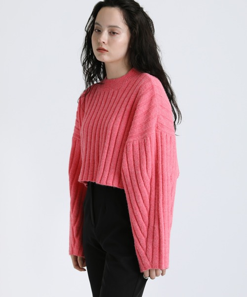 select MOCA(セレクトモカ)の「2021 AW ショート丈カーブスリーブリブニット(ニット/セーター・レディース・ブラック/ピンク/グリーン・FREE)」の10枚目の写真