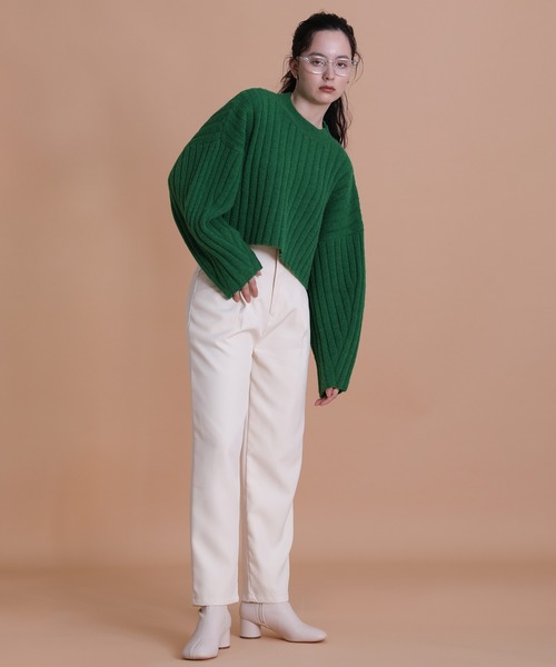 select MOCA(セレクトモカ)の「2021 AW ショート丈カーブスリーブリブニット(ニット/セーター・レディース・ブラック/ピンク/グリーン・FREE)」の5枚目の写真