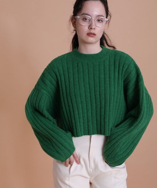 select MOCA(セレクトモカ)の「2021 AW ショート丈カーブスリーブリブニット(ニット/セーター・レディース・ブラック/ピンク/グリーン・FREE)」の12枚目の写真