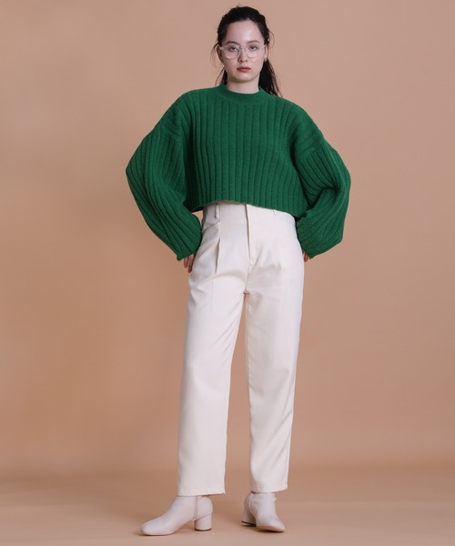 select MOCA(セレクトモカ)の「2021 AW ショート丈カーブスリーブリブニット(ニット/セーター・レディース・ブラック/ピンク/グリーン・FREE)」の11枚目の写真