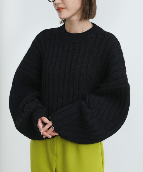 select MOCA(セレクトモカ)の「2021 AW ショート丈カーブスリーブリブニット(ニット/セーター・レディース・ブラック/ピンク/グリーン・FREE)」の18枚目の写真